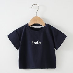 SMILE Toddler Baby Crew Neck Casual T-shirt - Navy - 4-5T - image 3