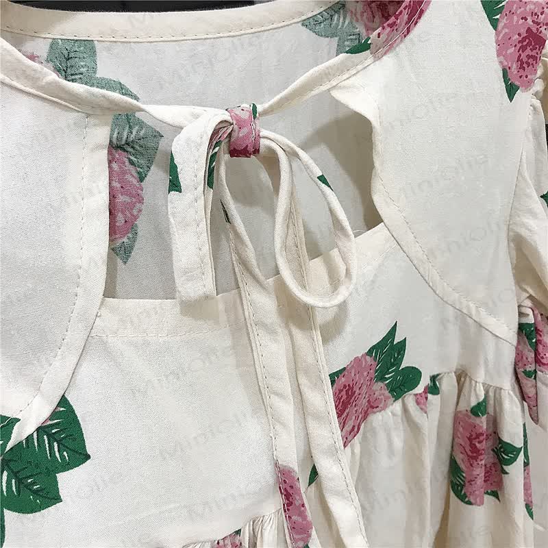 Toddler Girls Floral Cotton Puff Sleeves Dress - image 4