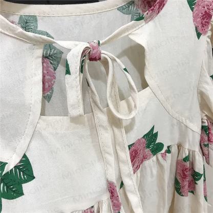 Toddler Girls Floral Cotton Puff Sleeves Dress - image 4