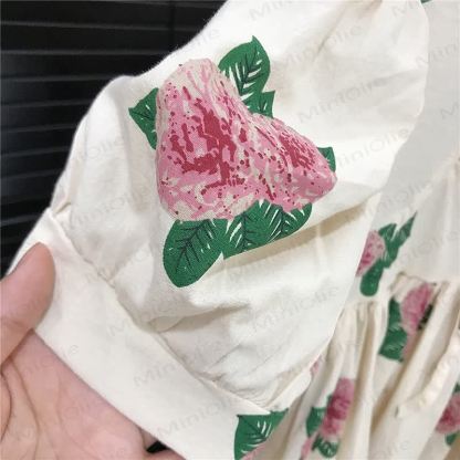 Toddler Girls Floral Cotton Puff Sleeves Dress - image 5