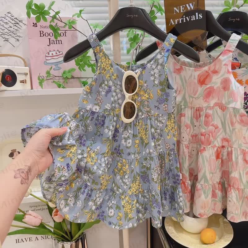 Toddler Kid Girls Floral Print Sleeveless Dress - Blue - 12-13T - image 3