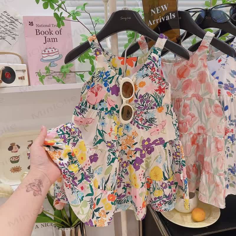 Toddler Kid Girls Floral Print Sleeveless Dress - Purple - 12-13T - image 4