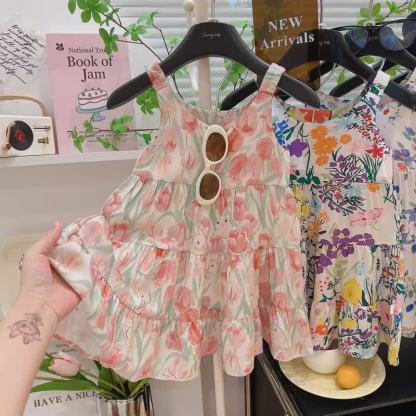 Toddler Kid Girls Floral Print Sleeveless Dress - Pink - 12-13T - image 6