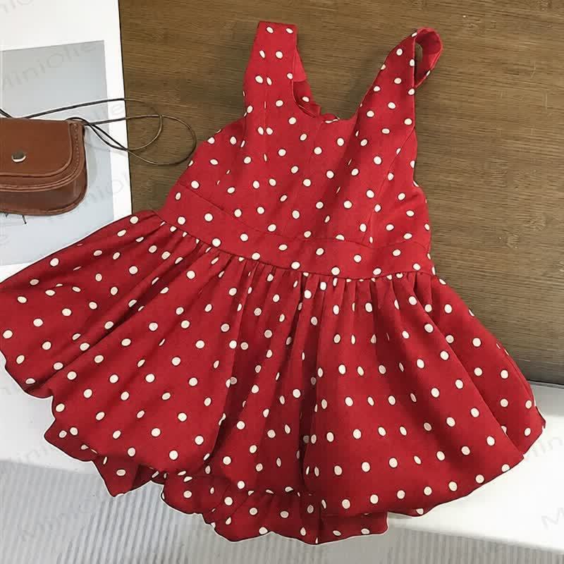 Toddler Girls Red Polka Dot Sleeveless Dress - image 1
