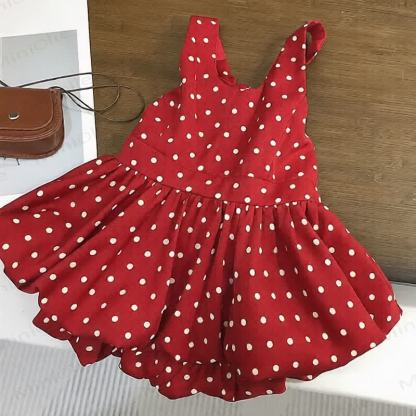 Toddler Girls Red Polka Dot Sleeveless Dress - image 1