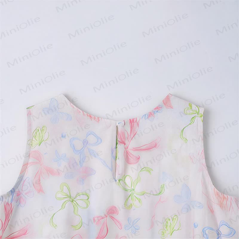 Toddler Kid Girls Bow Floral Ruffle Sleeveless Dress - image 3
