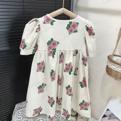 Toddler Girls Floral Cotton Puff Sleeves Dress - image 2