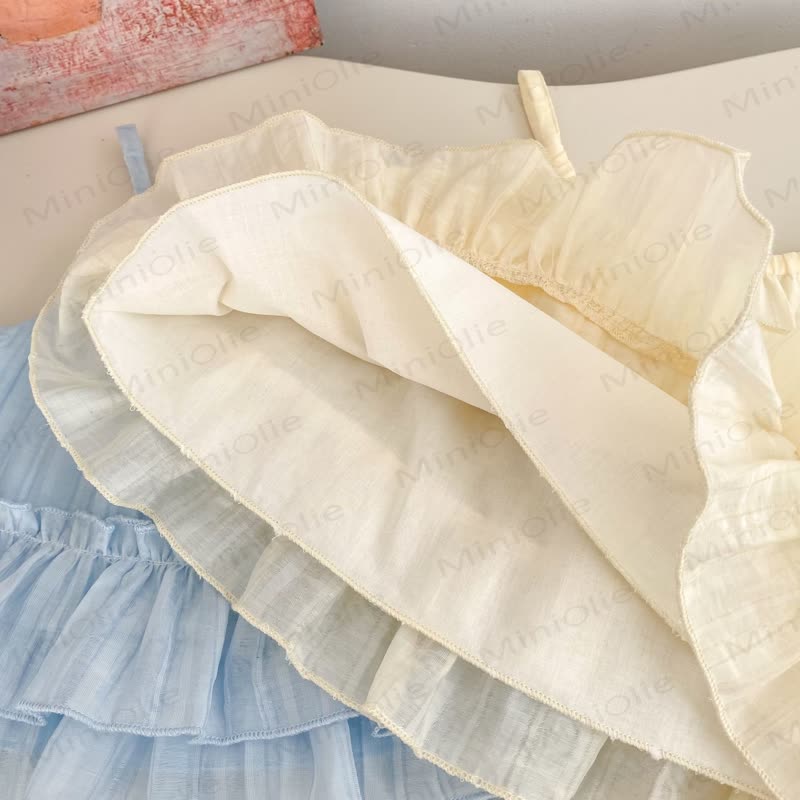 Baby Toddler Girls Sweet Ruffle Cotton Solid Color Tulle Tank Top and Pants Set - image 5