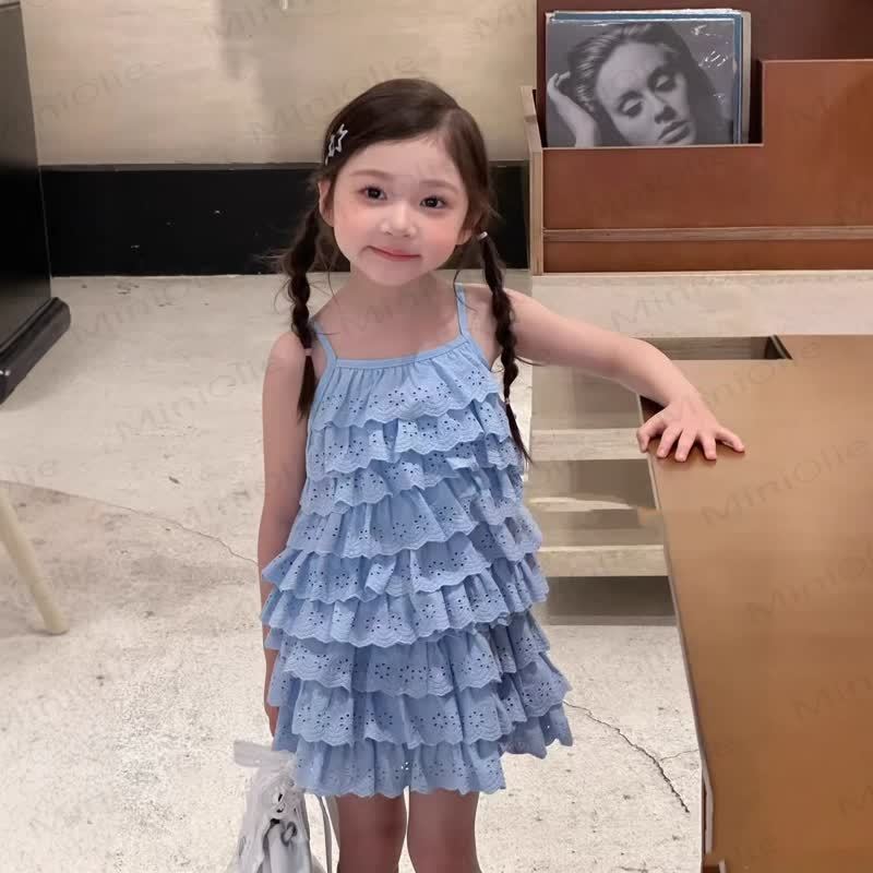 Toddler Girls Blue Ruffle Sleeveless Dress - Blue - 8-9T - image 1