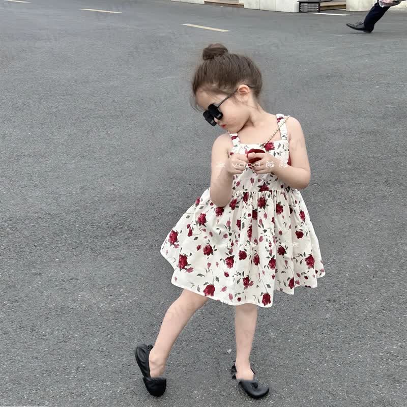 Toddler Girls Rose Print Cotton Sleeveless Dress - image 2