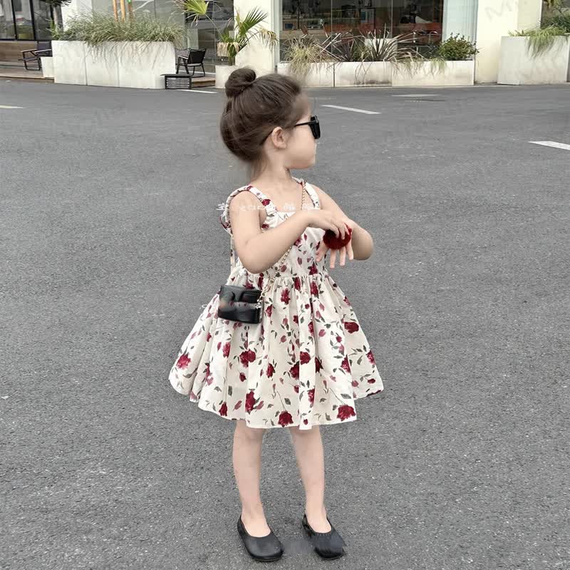 Toddler Girls Rose Print Cotton Sleeveless Dress - image 3