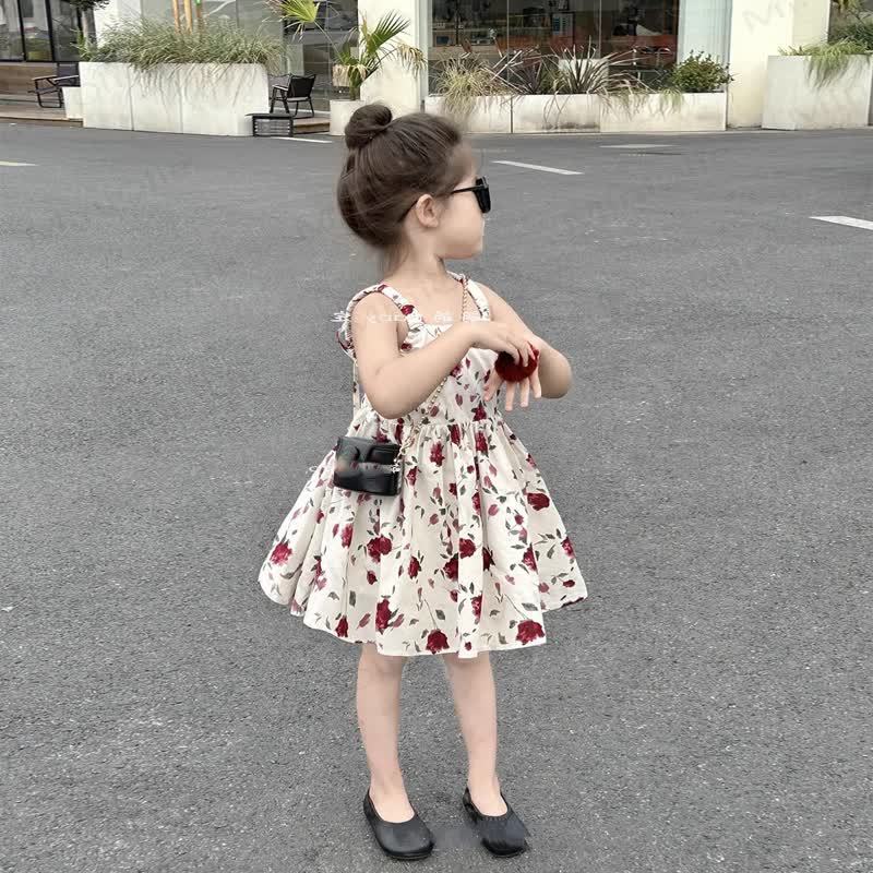 Toddler Girls Rose Print Cotton Sleeveless Dress - image 3