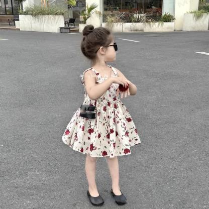 Toddler Girls Rose Print Cotton Sleeveless Dress - image 3