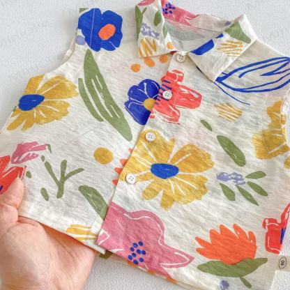 Baby Toddler Floral Palm Rayon Tank Top and Shorts Set - image 6