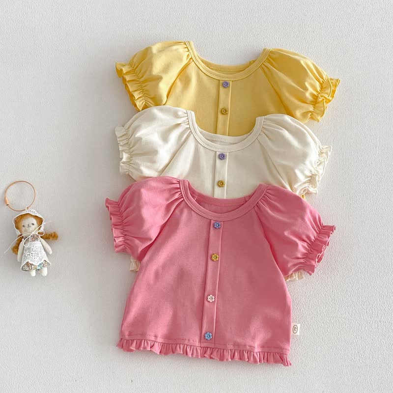 Baby Toddler Girl Floral Ruffle Tee - image 1