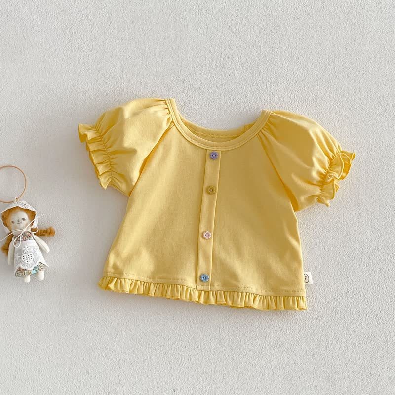 Baby Toddler Girl Floral Ruffle Tee - Yellow - 4-5T - image 2