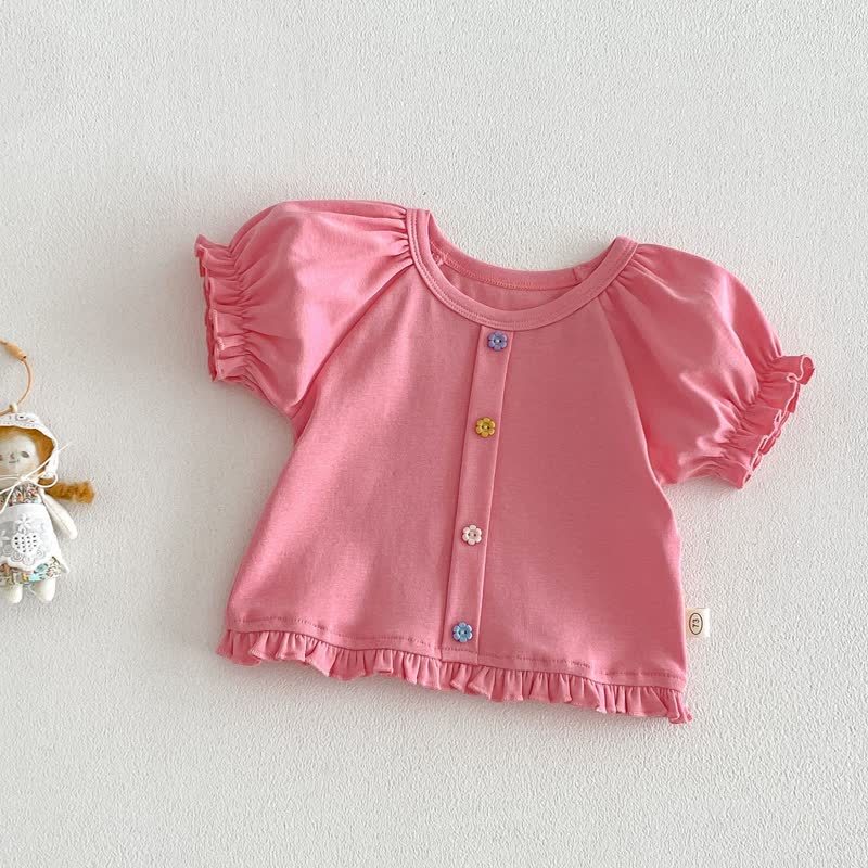 Baby Toddler Girl Floral Ruffle Tee - Pink - 4-5T - image 4