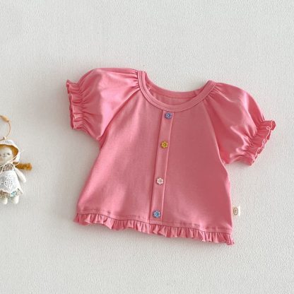 Baby Toddler Girl Floral Ruffle Tee - Pink - 4-5T - image 4