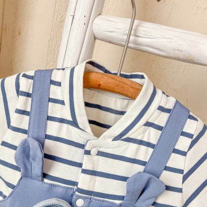 Baby Bear Applique Striped Romper - image 4