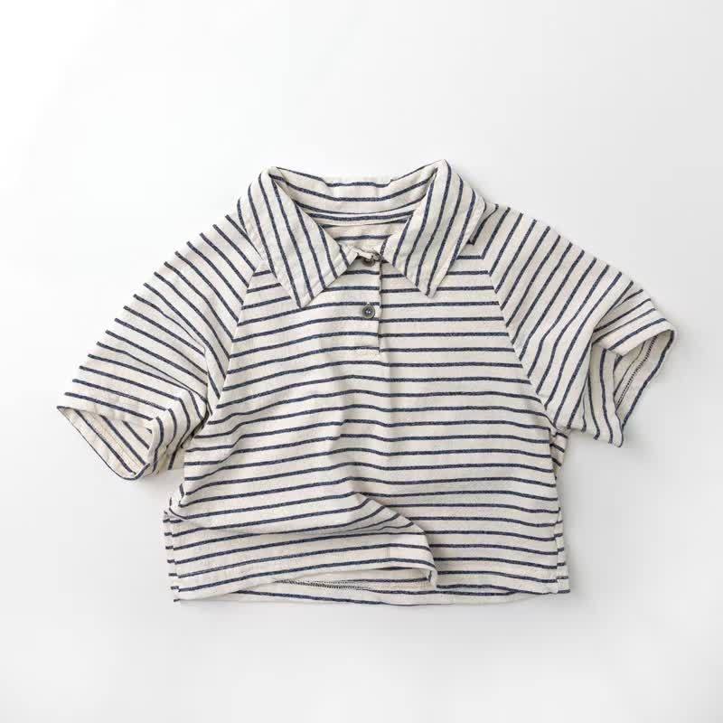 Toddler Boy Solid Color/Striped Polo Shirt - Blue Striped - 6-7T - image 2