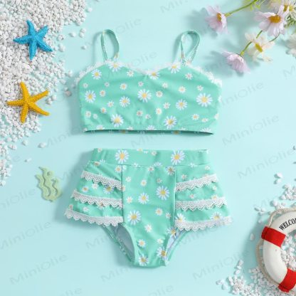 Toddler Girl Daisy 2-Piece Swimsuit - Green - 6-7Y - image 1