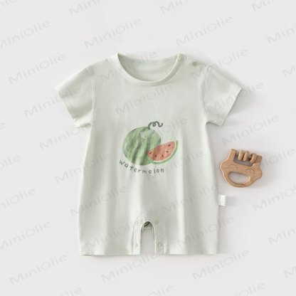 Baby Fruit Cotton Romper - Green Watermelon - 2-3T - image 2