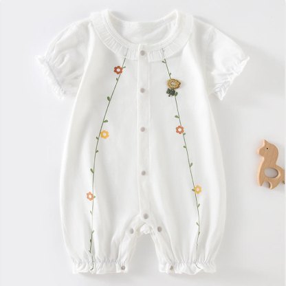 Baby Flower Cotton Romper - White - 18-24M - image 1