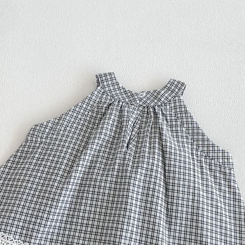 Baby Gingham Lace Trim Bow Tank Top and Pants Set - image 2