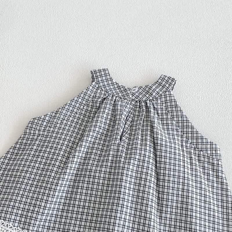 Baby Gingham Lace Trim Bow Tank Top and Pants Set - image 2