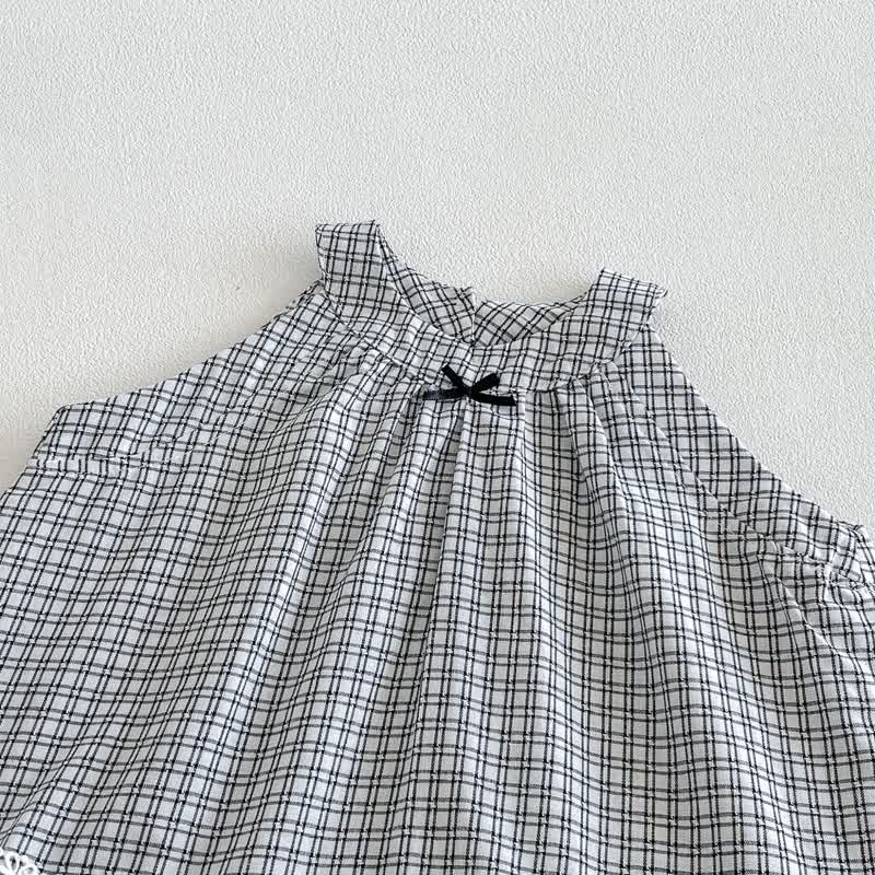 Baby Gingham Lace Trim Bow Tank Top and Pants Set - image 5