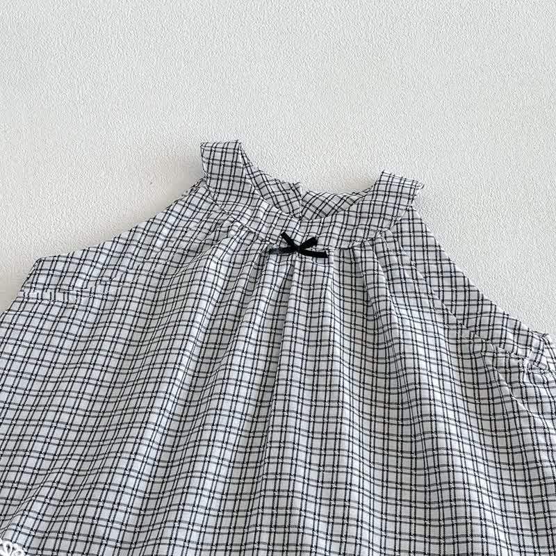 Baby Gingham Lace Trim Bow Tank Top and Pants Set - image 5