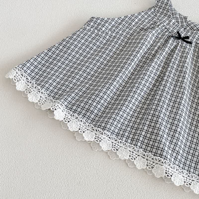 Baby Gingham Lace Trim Bow Tank Top and Pants Set - image 6