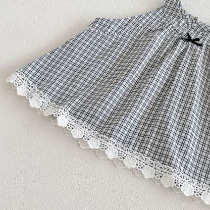 Baby Gingham Lace Trim Bow Tank Top and Pants Set - image 6