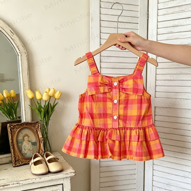 Baby Plaid Tank Top or Ruffle Pants - Orange - 3-4T - image 2