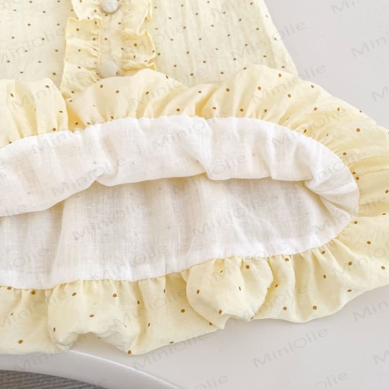 Toddler Girls Cotton Yellow Polka Dot Sleeveless Dress - image 3