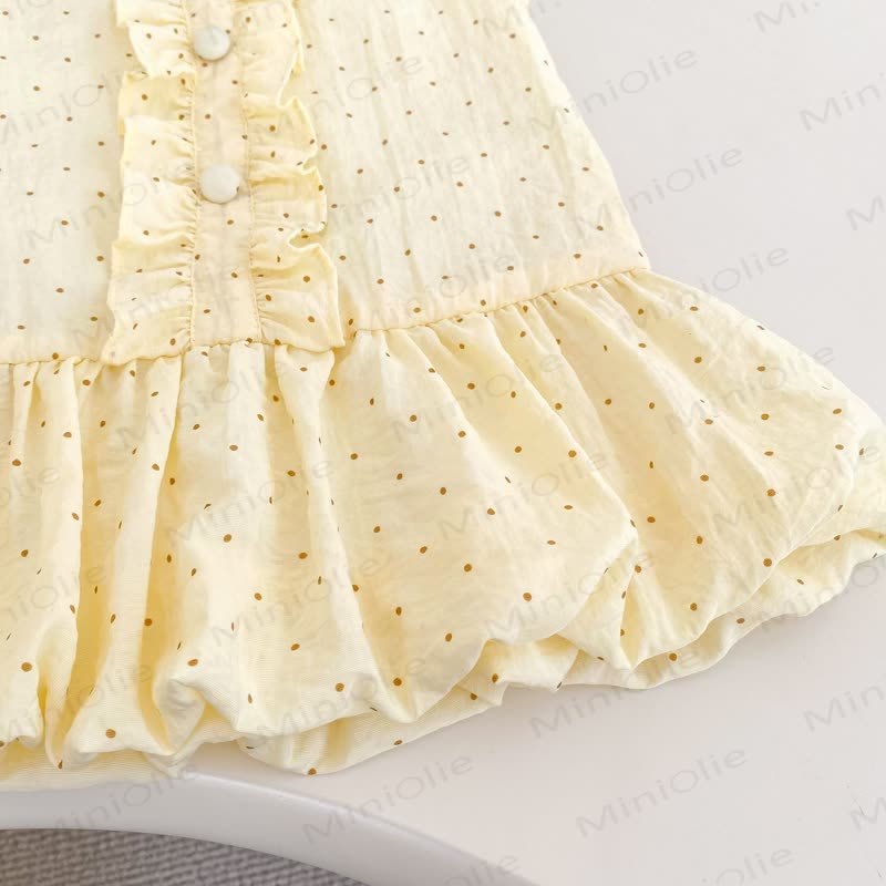Toddler Girls Cotton Yellow Polka Dot Sleeveless Dress - image 4