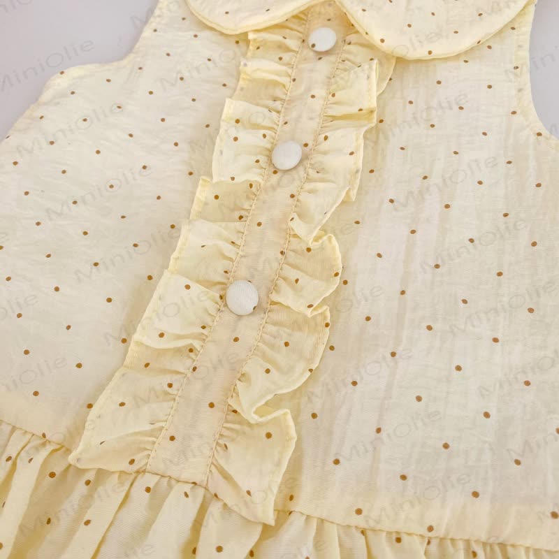 Toddler Girls Cotton Yellow Polka Dot Sleeveless Dress - image 5