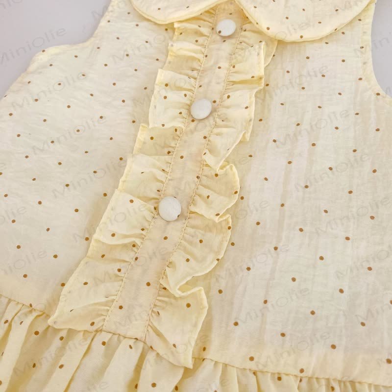 Toddler Girls Cotton Yellow Polka Dot Sleeveless Dress - image 5