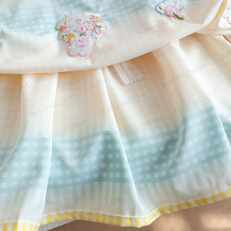 Toddler Girls Cake Print Check Lace Collar Dress - image 8