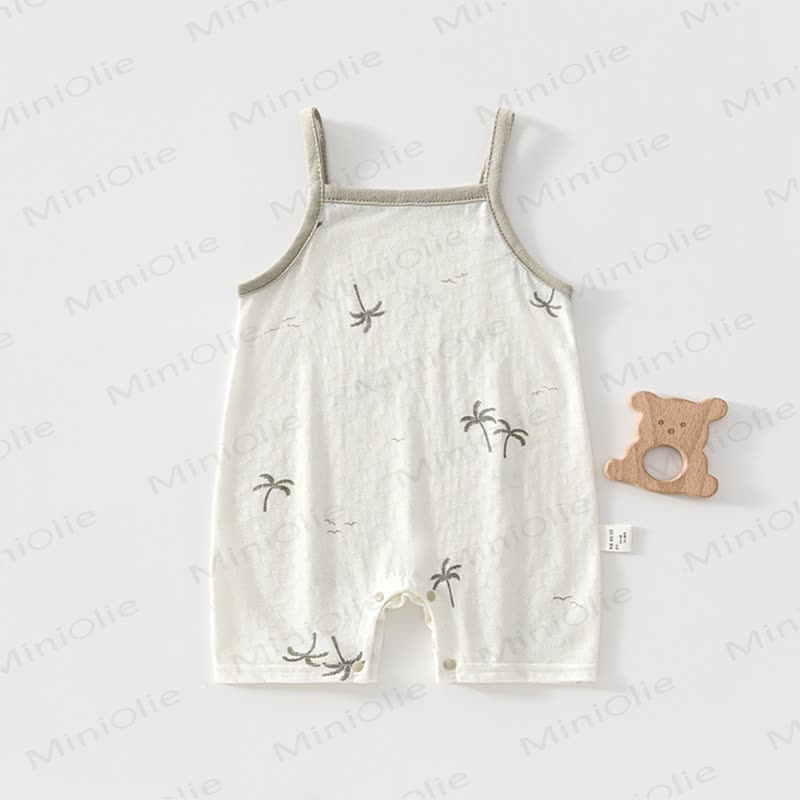 Baby Summer Tree/Animal Romper - Beige Trees - 18-24M - image 2