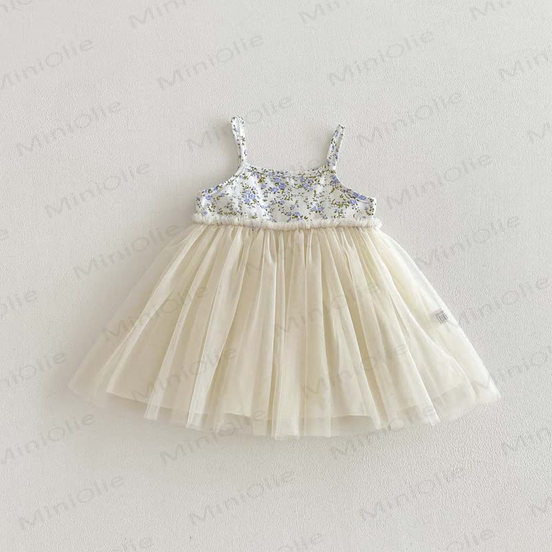 Baby Floral Tulle Sleeveless Dress - Beige - 2-3T - image 2