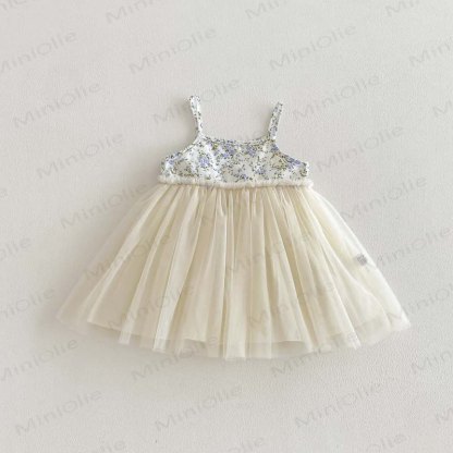 Baby Floral Tulle Sleeveless Dress - Beige - 2-3T - image 2
