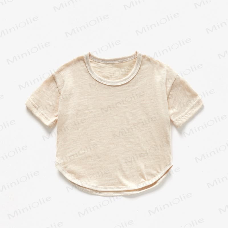 Baby Toddler Solid Color Summer T-shirt - Beige - 4-5T - image 2