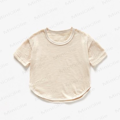 Baby Toddler Solid Color Summer T-shirt - Beige - 4-5T - image 2