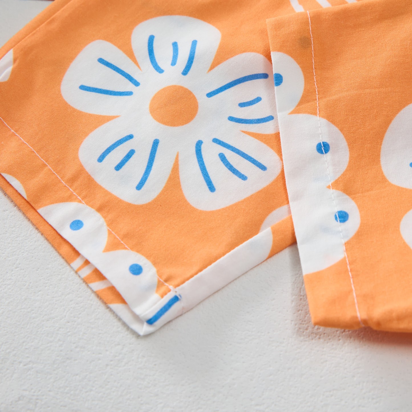 Toddler Girl Flower Print Orange 2-piece Sleeveless Set - image 6