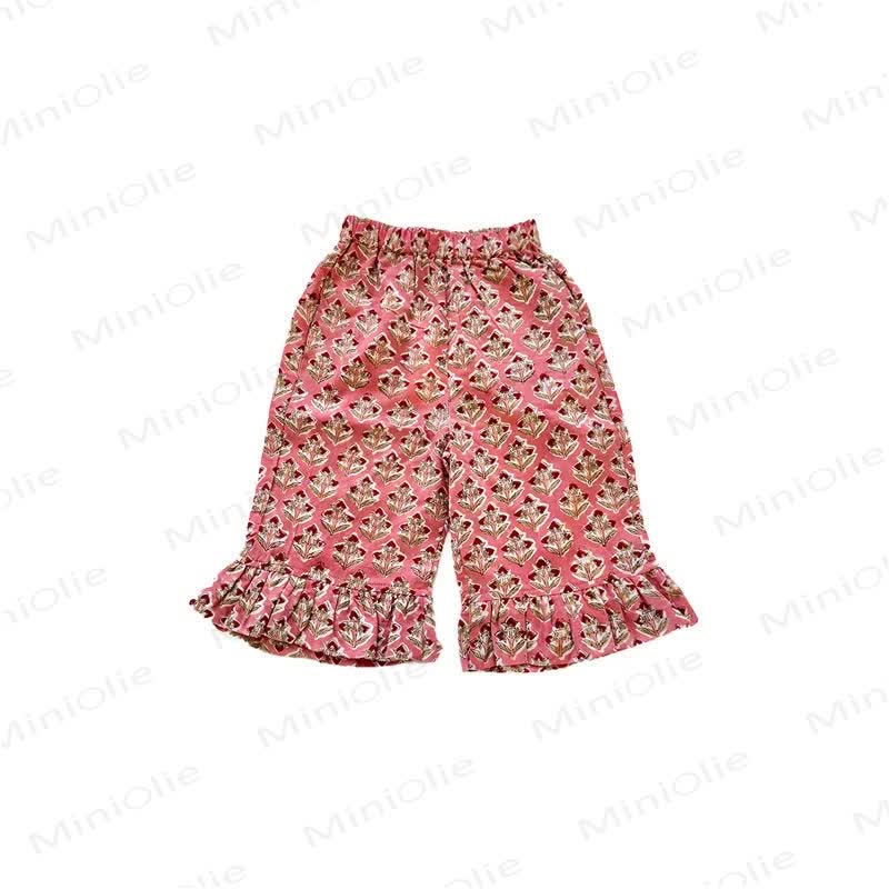 Toddler Girls Cotton Floral Tiered Ruffle Pants - Pink - 6-7T - image 2