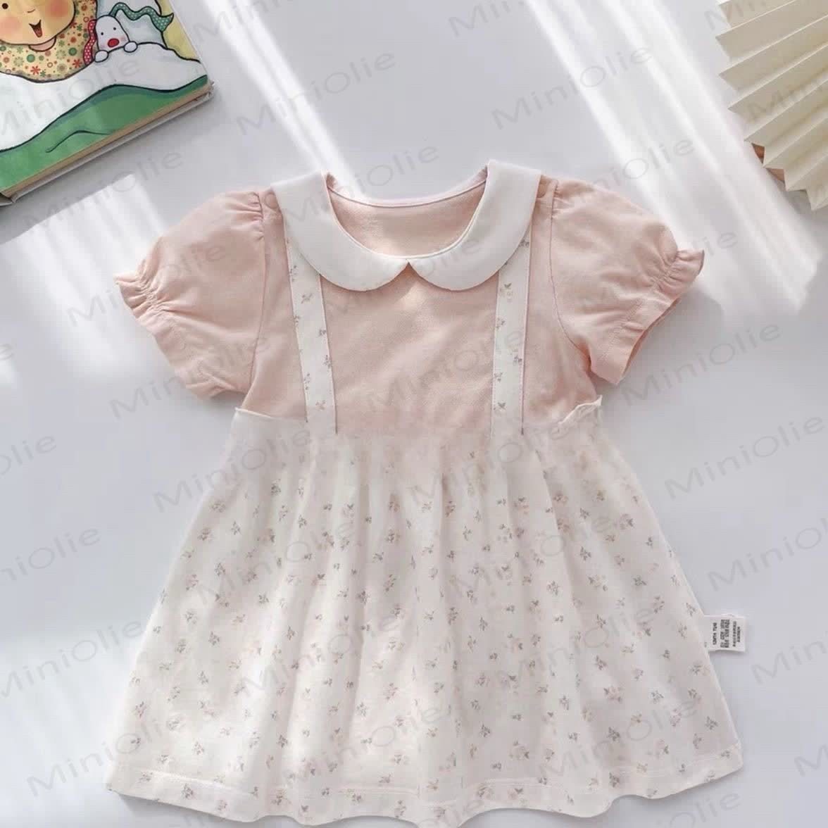 Baby Girls Cotton Peter Pan Collar Floral or Bee Print Dress - Pink Floral - 3-4T - image 4