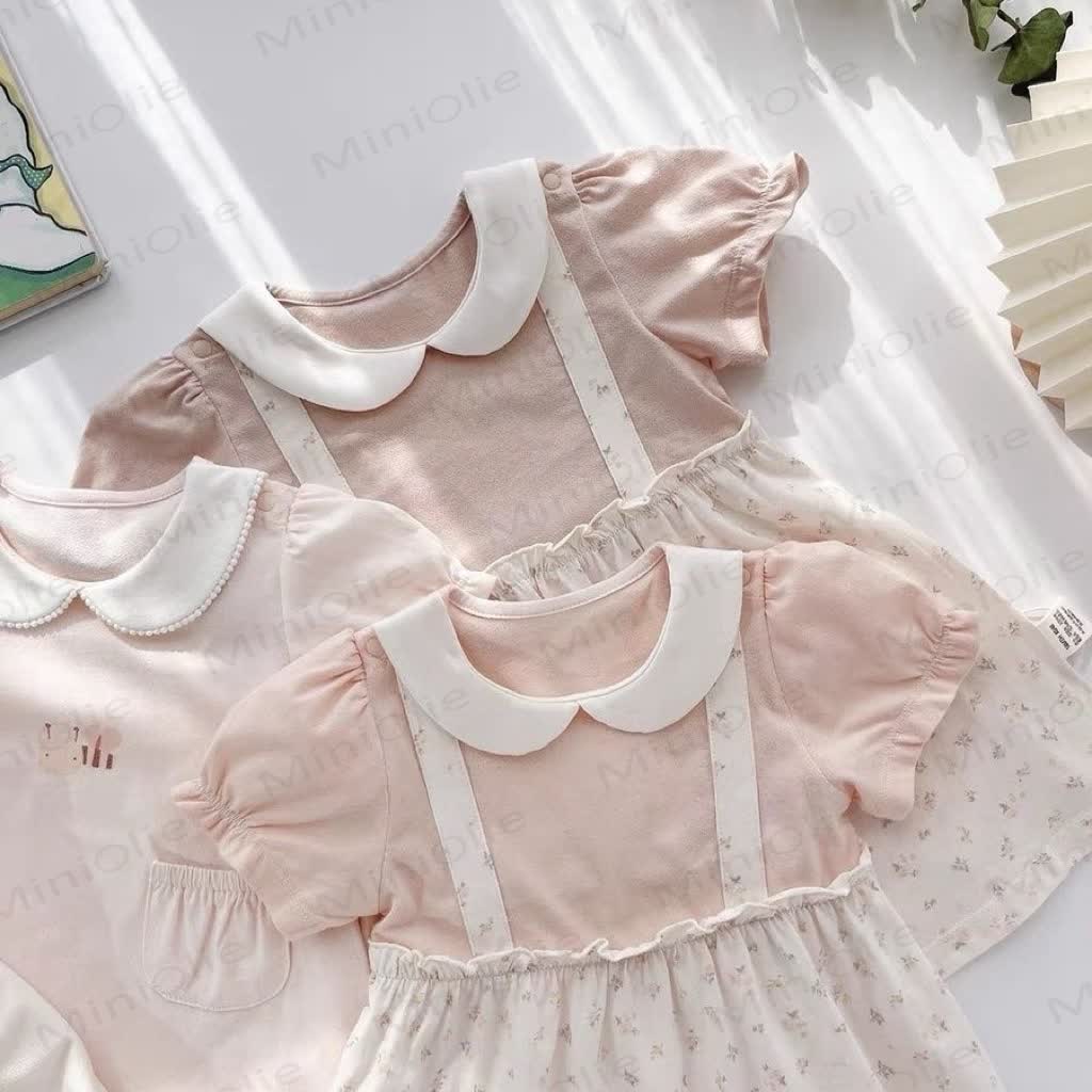 Baby Girls Cotton Peter Pan Collar Floral or Bee Print Dress - image 5