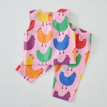 Baby Toddler Multicolor Chicken Sleeveless 2-piece Set - image 3