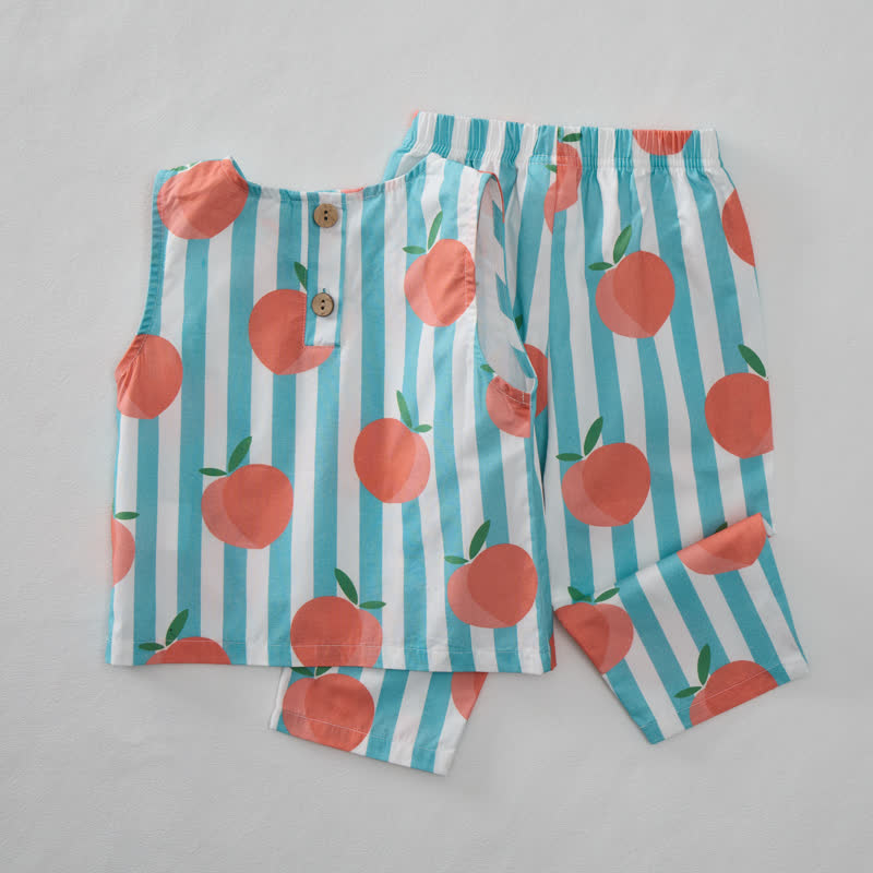 Baby Toddler Peach Vertical Striped 2-piece Sleeveless Set - image 3